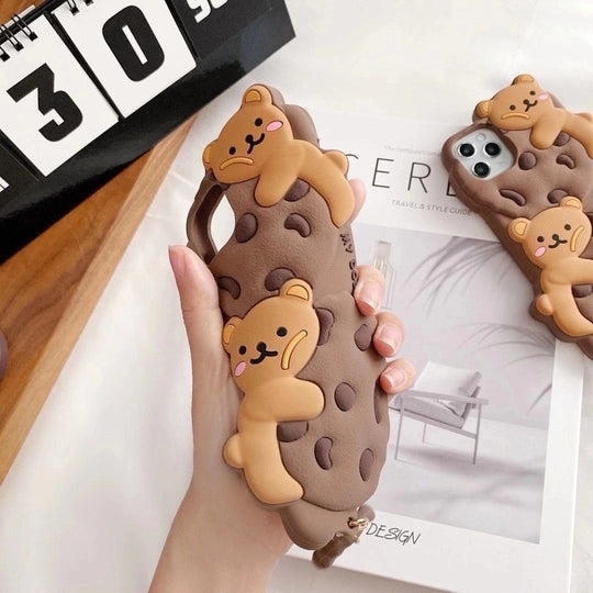 3D Cute Cartoon Chocolate Cookie bear doll