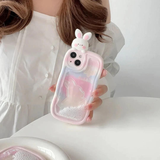 3D Cute Rabbit Glitter Case