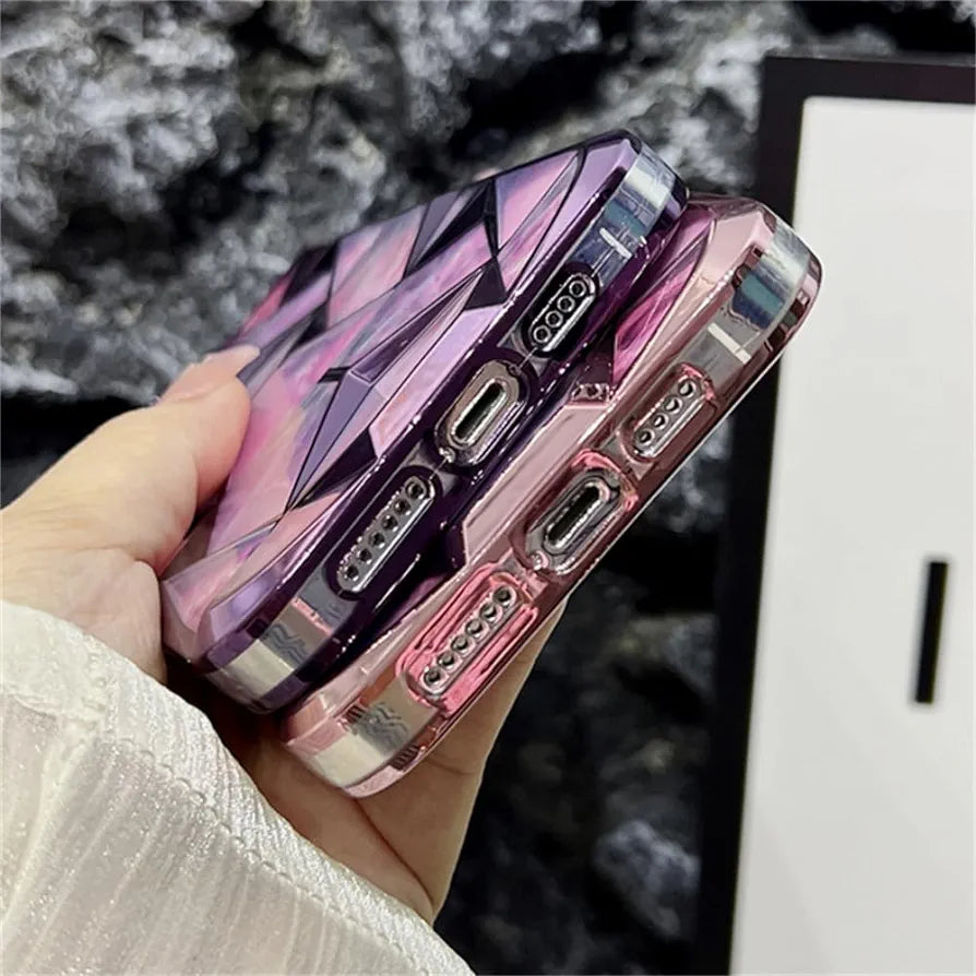 Luxury Colorful Plating Border Marble Pattern Silicone Soft Case