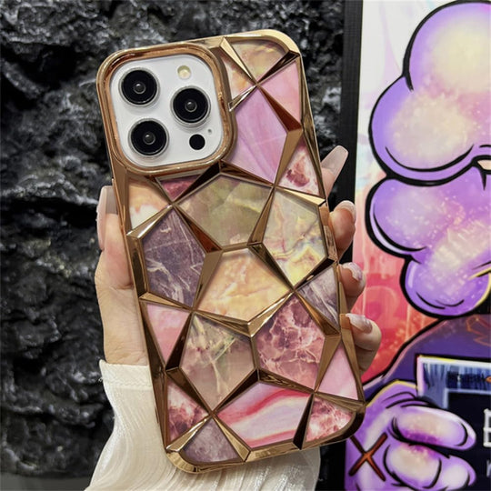 Luxury Colorful Plating Border Marble Pattern Silicone Soft Case