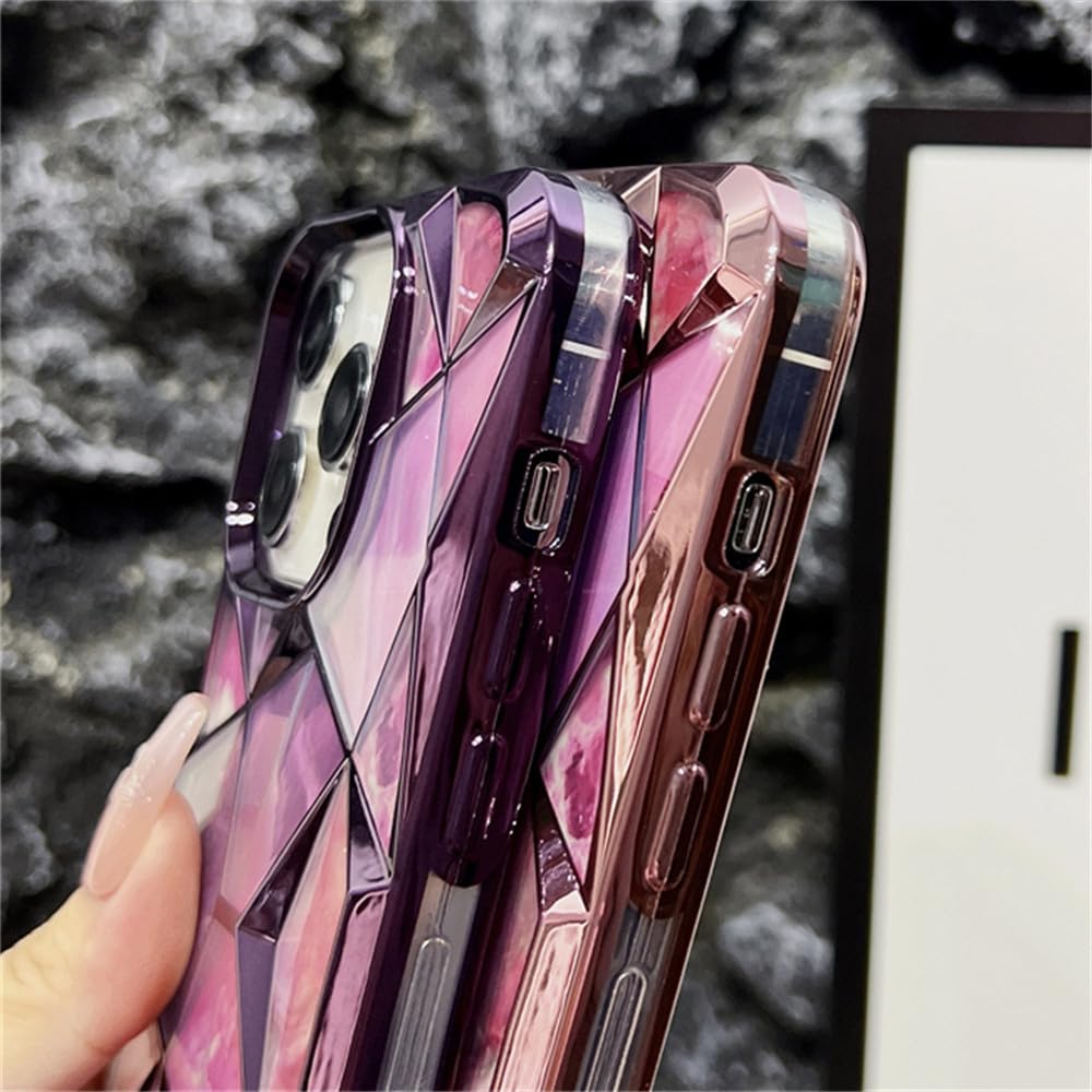 Luxury Colorful Plating Border Marble Pattern Silicone Soft Case