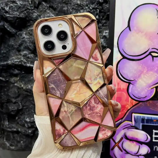 Luxury Colorful Plating Border Marble Pattern Silicone Soft Case