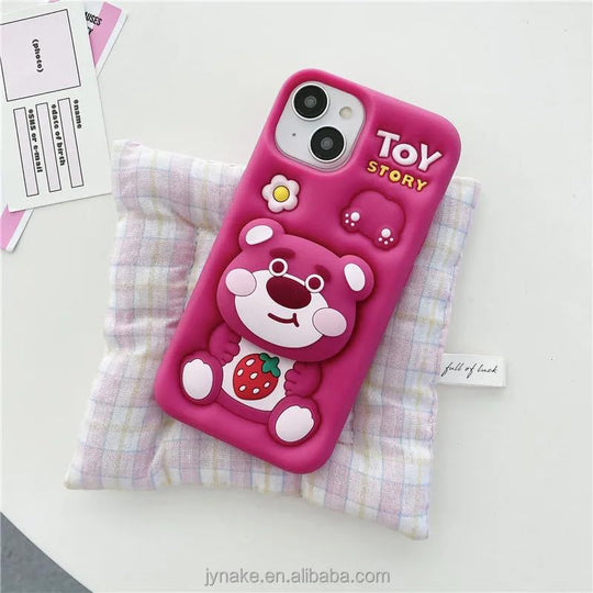 3D Cute Cartoon Silicone With Pop Stand Case