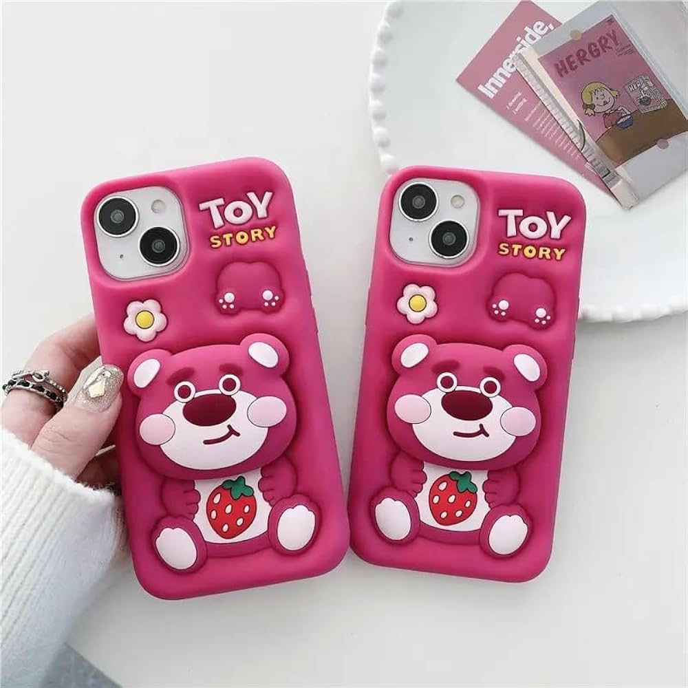 3D Cute Cartoon Silicone With Pop Stand Case