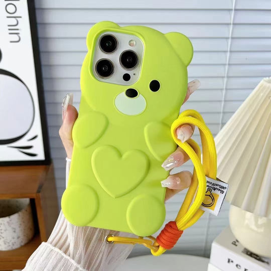 3D Cute Heart Bear Cartoon Phone Case