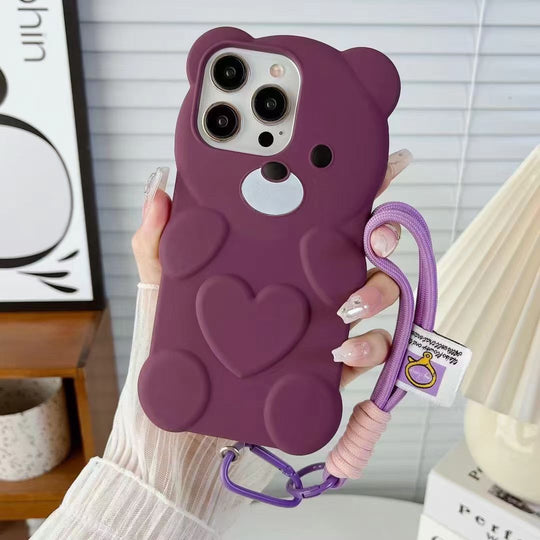 3D Cute Heart Bear Cartoon Phone Case