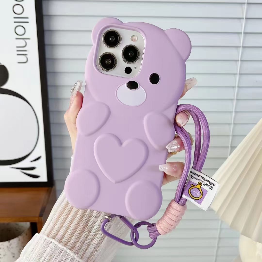 3D Cute Heart Bear Cartoon Phone Case