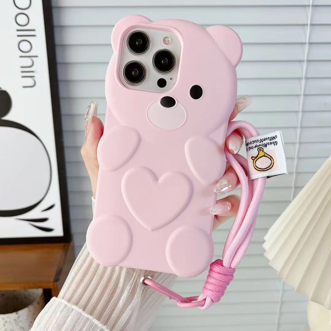 3D Cute Heart Bear Cartoon Phone Case