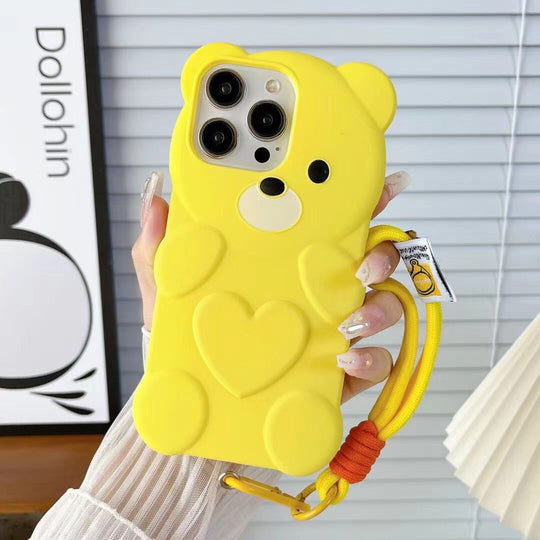 3D Cute Heart Bear Cartoon Phone Case